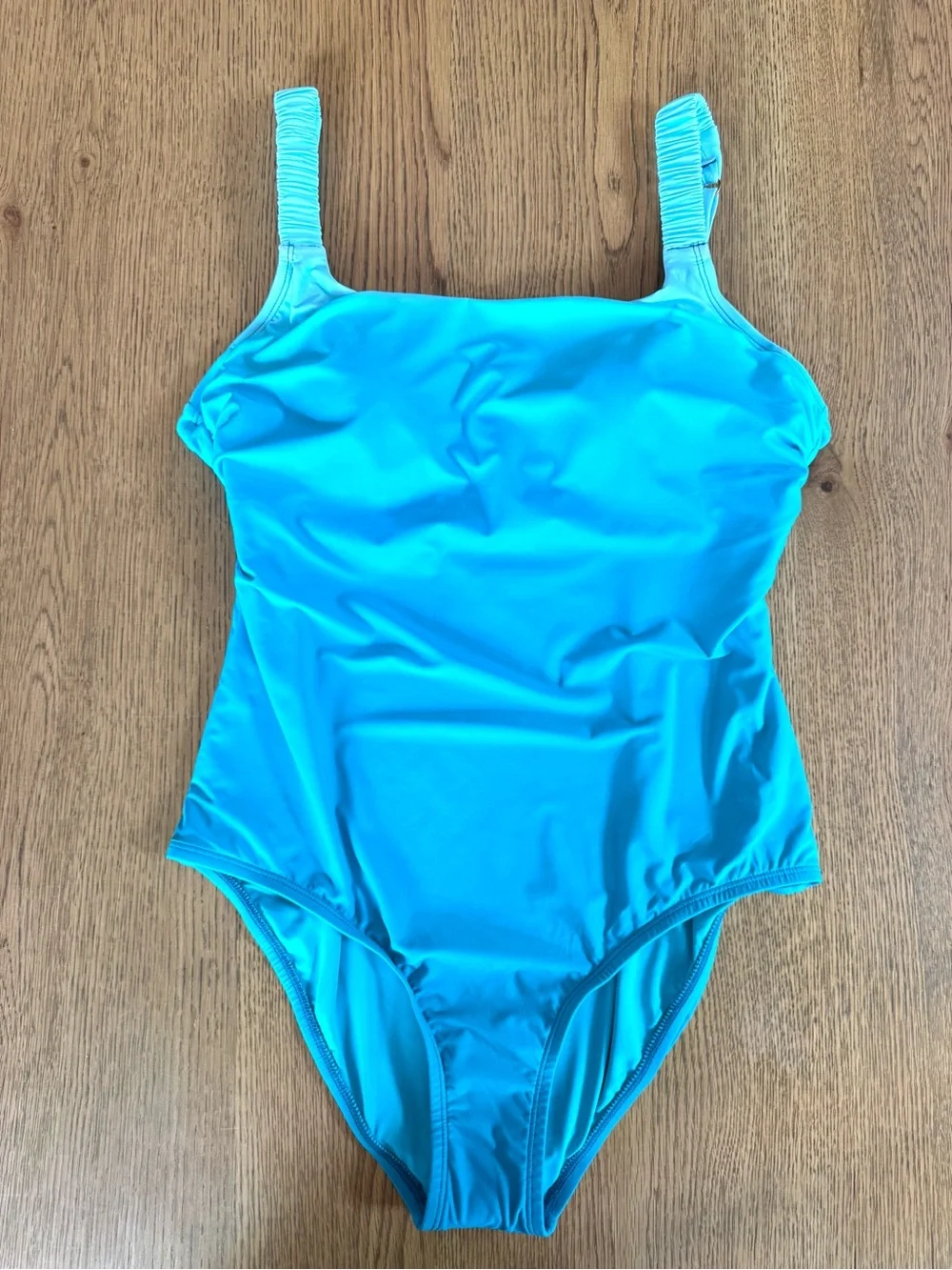 Jantzen Tummy Control One-Piece Swimsuit Ombre Turquoise Ruched Straps Sz 12 NWT